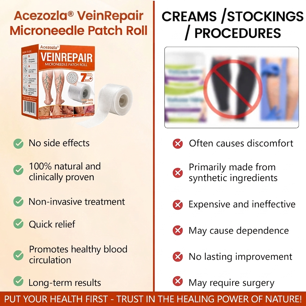 🔥 LIMITED SPECIAL OFFER🔥Acezozla® VeinRepair Microneedle Patch Roll (Advanced Microneedle Vein Repair Patch for Bulging Veins, Swelling, Heavy Legs & Daily Leg Discomfort)