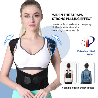 Back Brace Posture Corrector for Women & Men – Adjustable Upper Back & Lumbar Support Belt
