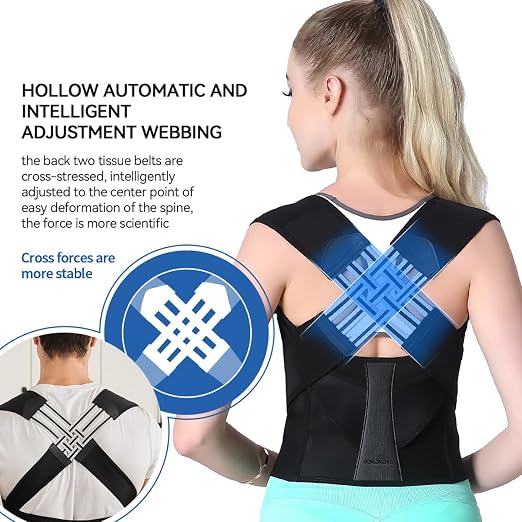 Back Brace Posture Corrector for Women & Men – Adjustable Upper Back & Lumbar Support Belt
