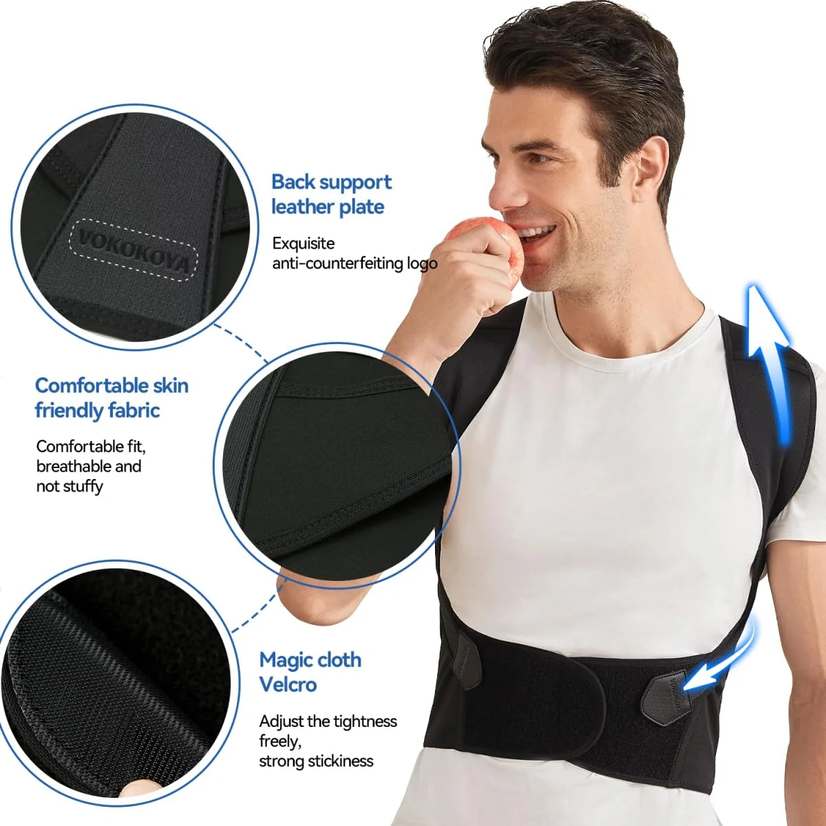Back Brace Posture Corrector for Women & Men – Adjustable Upper Back & Lumbar Support Belt