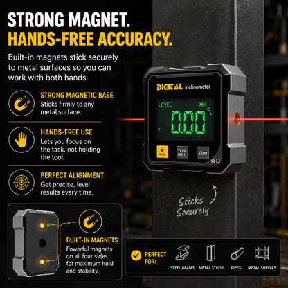 🔥 50% OFF | Digital Angle Finder with Laser Level 📏 ±0.1° Precision Magnetic Level Tool