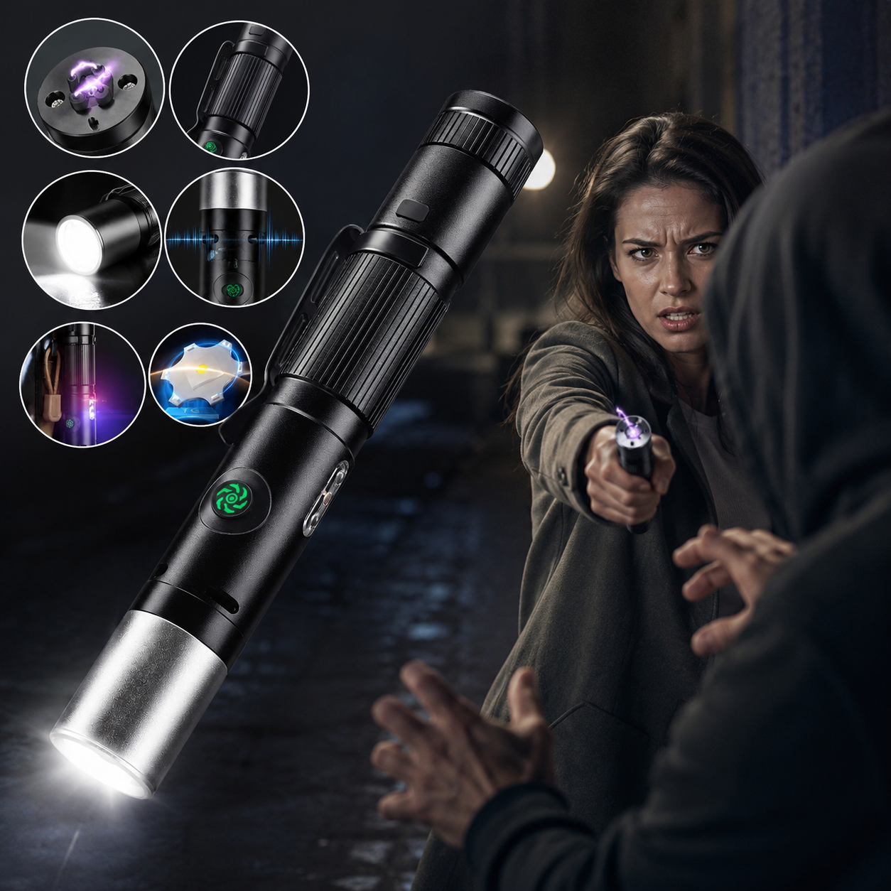 Multi-Functional Portable Self Defense Flashlight